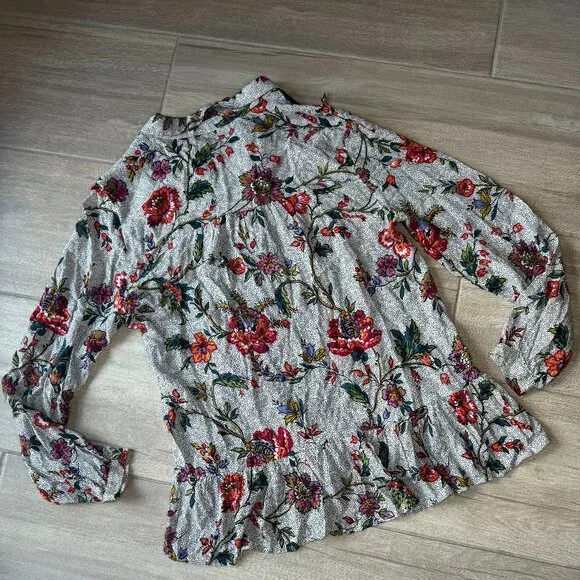 Maeve by Anthropologie Floral Collared Long Sleeve Blouse – Women’s 8 - Picture 7 of 8
